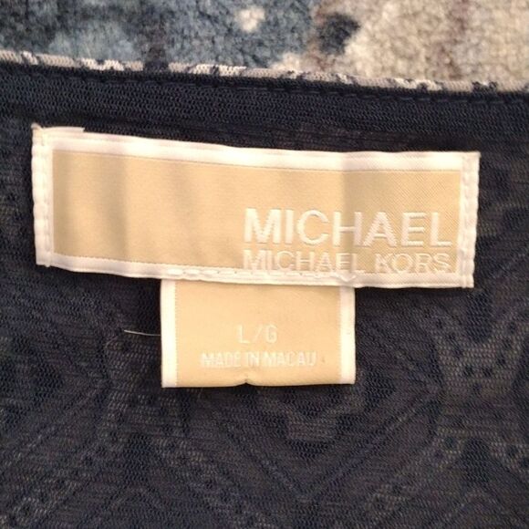 Y2K Michael Kors Blue Grey Geometric Layered VNeck Tunic Tank Top Large - Picture 13 of 17